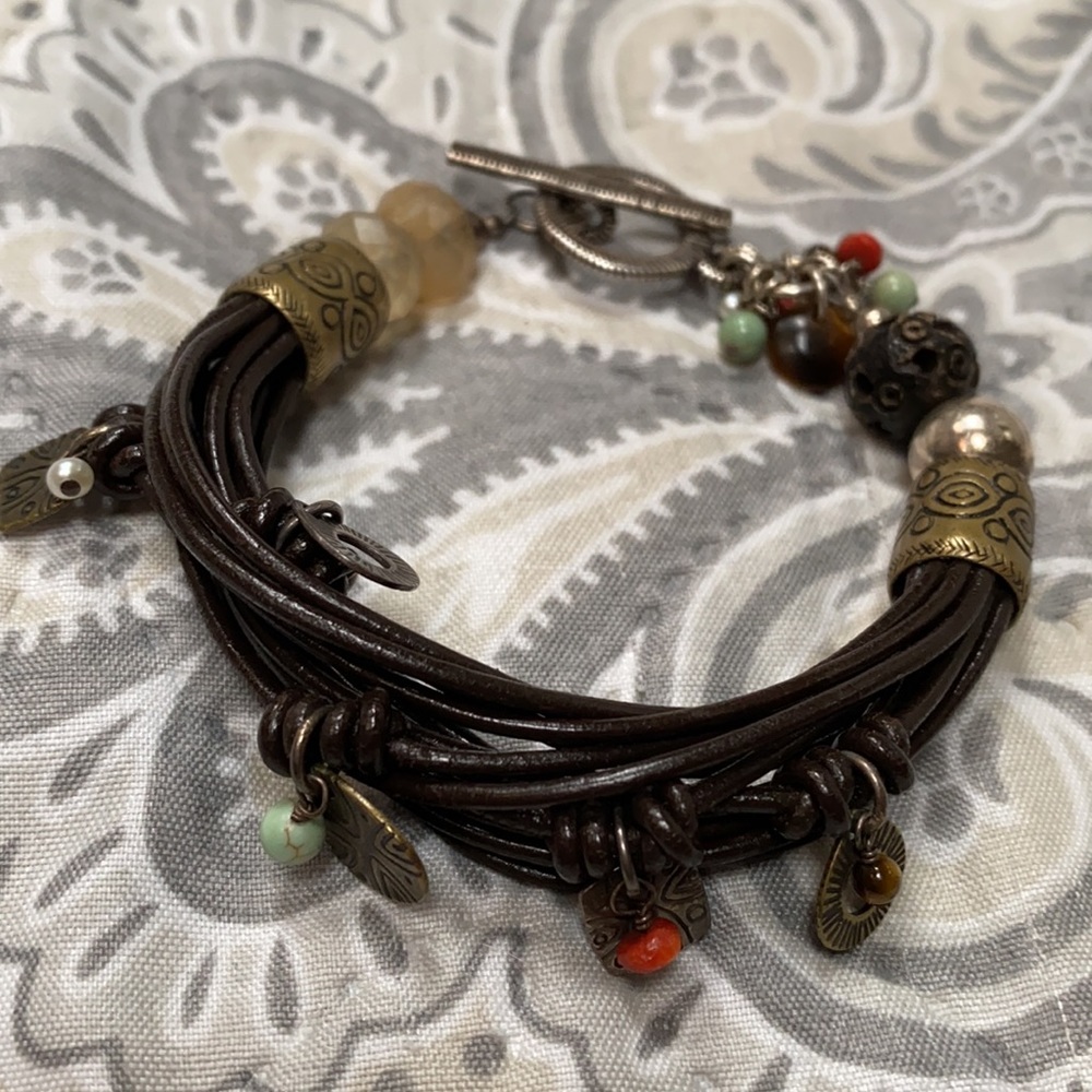Silpada Leather Bracelet with Charms